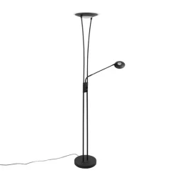 QAZQA Lampen Für Dein Homeoffice|Led-Stehlampen*Moderne Stehlampe schwarz inkl. LED mit Lesearm - Ibiza