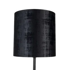 QAZQA Stehlampen|Wohnzimmerlampen*Moderne Stehlampe schwarz Schirm schwarz 40 cm - Simplo