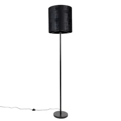 QAZQA Stehlampen|Wohnzimmerlampen*Moderne Stehlampe schwarz Schirm schwarz 40 cm - Simplo