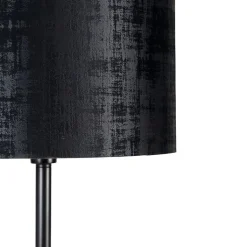 QAZQA Stehlampen|Wohnzimmerlampen*Moderne Stehlampe schwarz Schirm schwarz 40 cm - Simplo