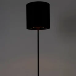 QAZQA Stehlampen|Wohnzimmerlampen*Moderne Stehlampe schwarz Schirm schwarz 40 cm - Simplo