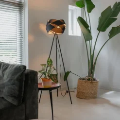 QAZQA Schlafzimmerlampen|Küchenlampen*Moderne Stehlampe schwarz - Stoff