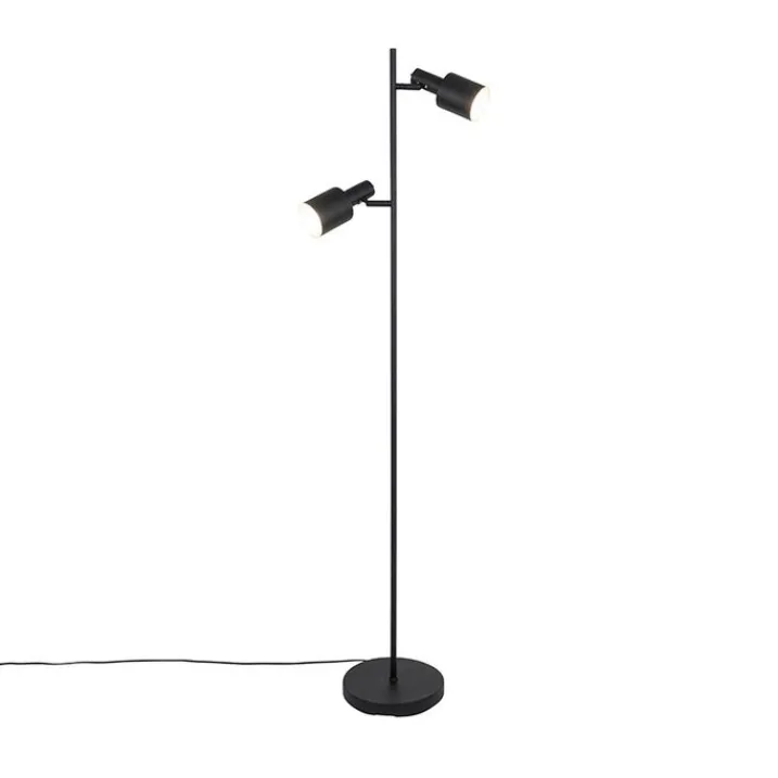 QAZQA Stehlampen|Wohnzimmerlampen*Moderne Stehlampe schwarz 2-flammig - Stijn