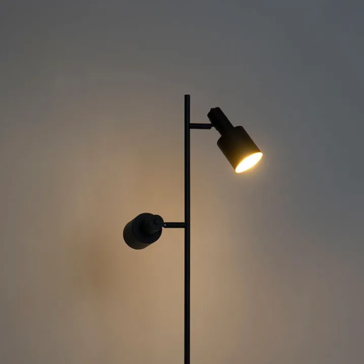 QAZQA Stehlampen|Wohnzimmerlampen*Moderne Stehlampe schwarz 2-flammig - Stijn