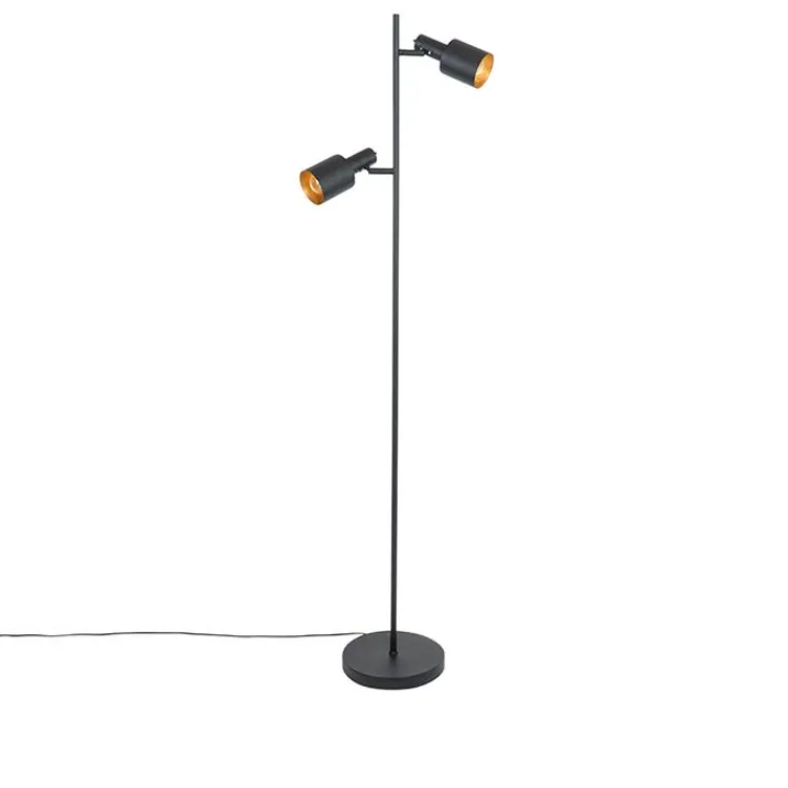 QAZQA Stehlampen|Wohnzimmerlampen*Moderne Stehlampe schwarz 2-flammig - Stijn