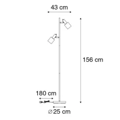 QAZQA Stehlampen|Wohnzimmerlampen*Moderne Stehlampe schwarz 2-flammig - Stijn