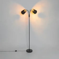 QAZQA Stehlampen|Wohnzimmerlampen*Moderne Stehlampe schwarz 2-Licht - Carmen