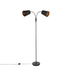 QAZQA Stehlampen|Wohnzimmerlampen*Moderne Stehlampe schwarz 2-Licht - Carmen