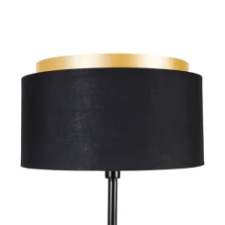 QAZQA Stehlampen|Wohnzimmerlampen*Moderne Stehlampe schwarz mit Schirm schwarz mit Gold - Simplo