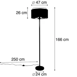 QAZQA Stehlampen|Wohnzimmerlampen*Moderne Stehlampe schwarz mit Schirm schwarz mit Gold - Simplo