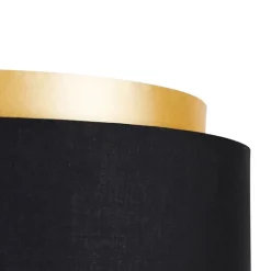 QAZQA Stehlampen|Wohnzimmerlampen*Moderne Stehlampe schwarz mit Schirm schwarz mit Gold - Simplo