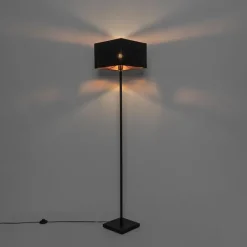 QAZQA Stehlampen|Wohnzimmerlampen*Moderne Stehlampe schwarz mit Gold - VT 1
