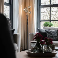 QAZQA Schlafzimmerlampen|Küchenlampen*Moderne Stehlampe schwarz 5-Licht mit Rauchglas - Athen