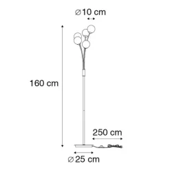 QAZQA Schlafzimmerlampen|Küchenlampen*Moderne Stehlampe schwarz 5-Licht mit Rauchglas - Athen