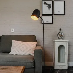 QAZQA Stehlampen|Wohnzimmerlampen*Moderne Stehlampe schwarz mit Gold verstellbar – Morik