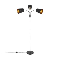 QAZQA Schlafzimmerlampen|Küchenlampen*Moderne Stehlampe schwarz 3-Licht - Carmen