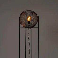 QAZQA Schlafzimmerlampen|Küchenlampen*Moderne Stehlampe schwarz - Mesh Ball