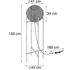 QAZQA Schlafzimmerlampen|Küchenlampen*Moderne Stehlampe schwarz - Mesh Ball