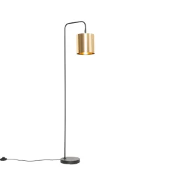 QAZQA Stehlampen|Wohnzimmerlampen*Moderne Stehlampe schwarz mit Gold - Lofty