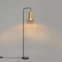 QAZQA Stehlampen|Wohnzimmerlampen*Moderne Stehlampe schwarz mit Gold - Lofty