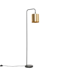 QAZQA Stehlampen|Wohnzimmerlampen*Moderne Stehlampe schwarz mit Gold - Lofty