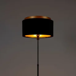QAZQA Stehlampen|Wohnzimmerlampen*Moderne Stehlampe schwarz mit goldenem Duo-Schirm - Parte