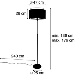 QAZQA Stehlampen|Wohnzimmerlampen*Moderne Stehlampe schwarz mit goldenem Duo-Schirm - Parte