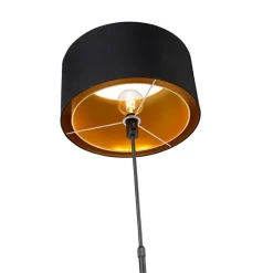 QAZQA Stehlampen|Wohnzimmerlampen*Moderne Stehlampe schwarz mit goldenem Duo-Schirm - Parte