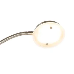 QAZQA Schlafzimmerlampen|Küchenlampen*Moderne Stehlampe Stahl inkl. LED mit Fernbedienung und Lesearm - Strela