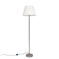 QAZQA Stehlampen|Wohnzimmerlampen*Moderne Stehlampe Stahl mit weißem Faltenschirm 45 cm - Simplo