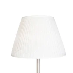 QAZQA Stehlampen|Wohnzimmerlampen*Moderne Stehlampe Stahl mit weißem Faltenschirm 45 cm - Simplo
