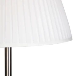 QAZQA Stehlampen|Wohnzimmerlampen*Moderne Stehlampe Stahl mit weißem Faltenschirm 45 cm - Simplo
