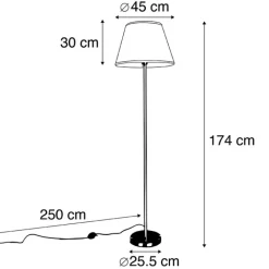 QAZQA Stehlampen|Wohnzimmerlampen*Moderne Stehlampe Stahl mit weißem Faltenschirm 45 cm - Simplo