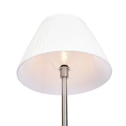 QAZQA Stehlampen|Wohnzimmerlampen*Moderne Stehlampe Stahl mit weißem Faltenschirm 45 cm - Simplo