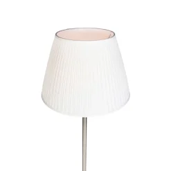 QAZQA Stehlampen|Wohnzimmerlampen*Moderne Stehlampe Stahl mit weißem Faltenschirm 45 cm - Simplo