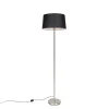 QAZQA Stehlampen|Wohnzimmerlampen*Moderne Stehlampe Stahl mit schwarzem Schirm 45 cm - Simplo