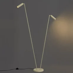 QAZQA Stehlampen|Esszimmerlampen*Moderne Stehleuchte Beige 2-Lichter GU10 35mm - Thomas