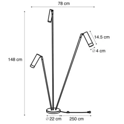 QAZQA Stehlampen|Wohnzimmerlampen*Moderne Stehleuchte Beige 3-Lichter GU10 35mm - Thomas