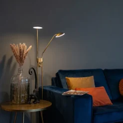 QAZQA Schlafzimmerlampen|Esszimmerlampen*Moderne Stehleuchte Bronze mit Leselampe inkl. LED - Eva
