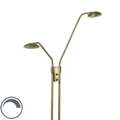 QAZQA Schlafzimmerlampen|Esszimmerlampen*Moderne Stehleuchte Bronze mit Leselampe inkl. LED - Eva