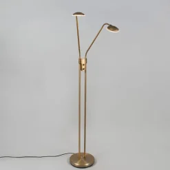 QAZQA Schlafzimmerlampen|Esszimmerlampen*Moderne Stehleuchte Bronze mit Leselampe inkl. LED - Eva