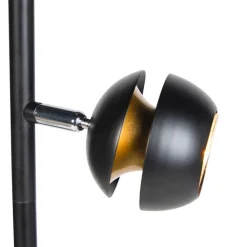 QAZQA Esszimmerlampen|Wohnzimmerlampen*Moderne Stehleuchte 3-Flammig schwarz mit goldener Innenseite - Buell Deluxe