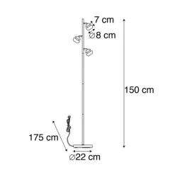 QAZQA Esszimmerlampen|Wohnzimmerlampen*Moderne Stehleuchte 3-Flammig schwarz mit goldener Innenseite - Buell Deluxe