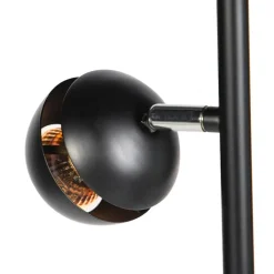 QAZQA Esszimmerlampen|Wohnzimmerlampen*Moderne Stehleuchte 3-Flammig schwarz mit goldener Innenseite - Buell Deluxe