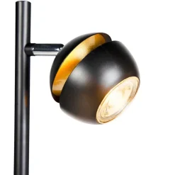 QAZQA Esszimmerlampen|Wohnzimmerlampen*Moderne Stehleuchte 3-Flammig schwarz mit goldener Innenseite - Buell Deluxe