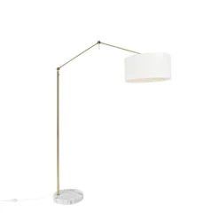 QAZQA Stehlampen|Wohnzimmerlampen*Moderne Stehleuchte Gold mit Schirm weiß 50 cm verstellbar - Herausgeber