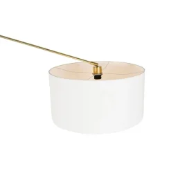 QAZQA Stehlampen|Wohnzimmerlampen*Moderne Stehleuchte Gold mit Schirm weiß 50 cm verstellbar - Herausgeber