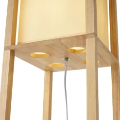 QAZQA Schlafzimmerlampen|Küchenlampen*Moderne Stehleuchte Holz mit beigem Schirm - Stojan