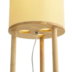 QAZQA Schlafzimmerlampen|Küchenlampen*Moderne Stehleuchte Holz mit beigem Schirm - Stojon