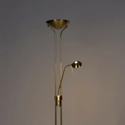 QAZQA Schlafzimmerlampen|Küchenlampen*Moderne Stehleuchte Messing mit Leselampe inkl. LED dim to warm - Diva